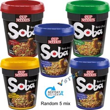 Nissin Soba Chilli, Teriyaki, Chicken Instant Wok Style Noodles Pot 92g x 5 Pot