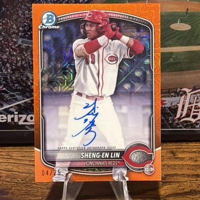 2025 Bowman Sheng-En Lin Chrome Prospect Autographs Mojo Orange Refractor #/25