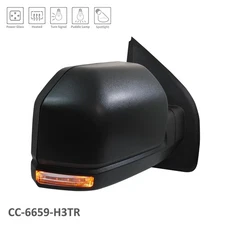 Replacement Black Textured Passenger Side Power Door Mirror w/Dual Heated Glass