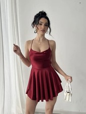 Burgandy satin Cocktail Dress