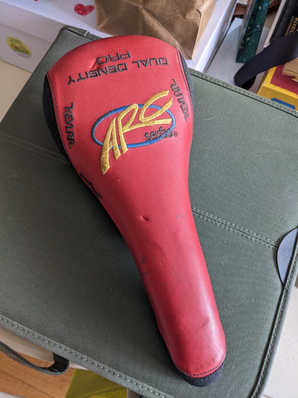 Serfas ARC Dual Density Pro Saddle Red Black Titanium Rails 