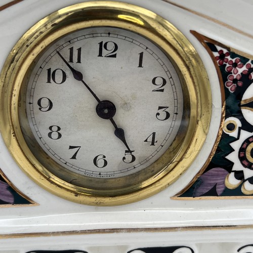 Antique Porcelain Mantel Clock Gesellschaft Germany Estate Sale -Works - Picture 5 of 14