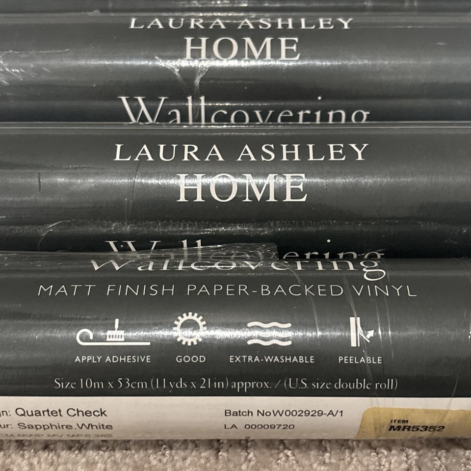 VTG Laura Ashley Home Vinyl Wallcovering Quartet Check 11 yds NEW Lot of 4 - Image 2 of 4