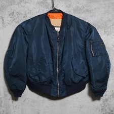 Vintage Alpha Industries Bomber Jacket Men XL Blue MA-1 Flight Reversible USA