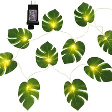 Plug in Monstera Leaf String Lights, 33 Ft 100 LEDs Artificial Palm Leaves Wa...