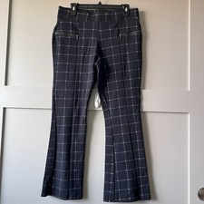 Lark + Grey Checkered Bootcut Pants Women Large Pull On Career Office Workwear