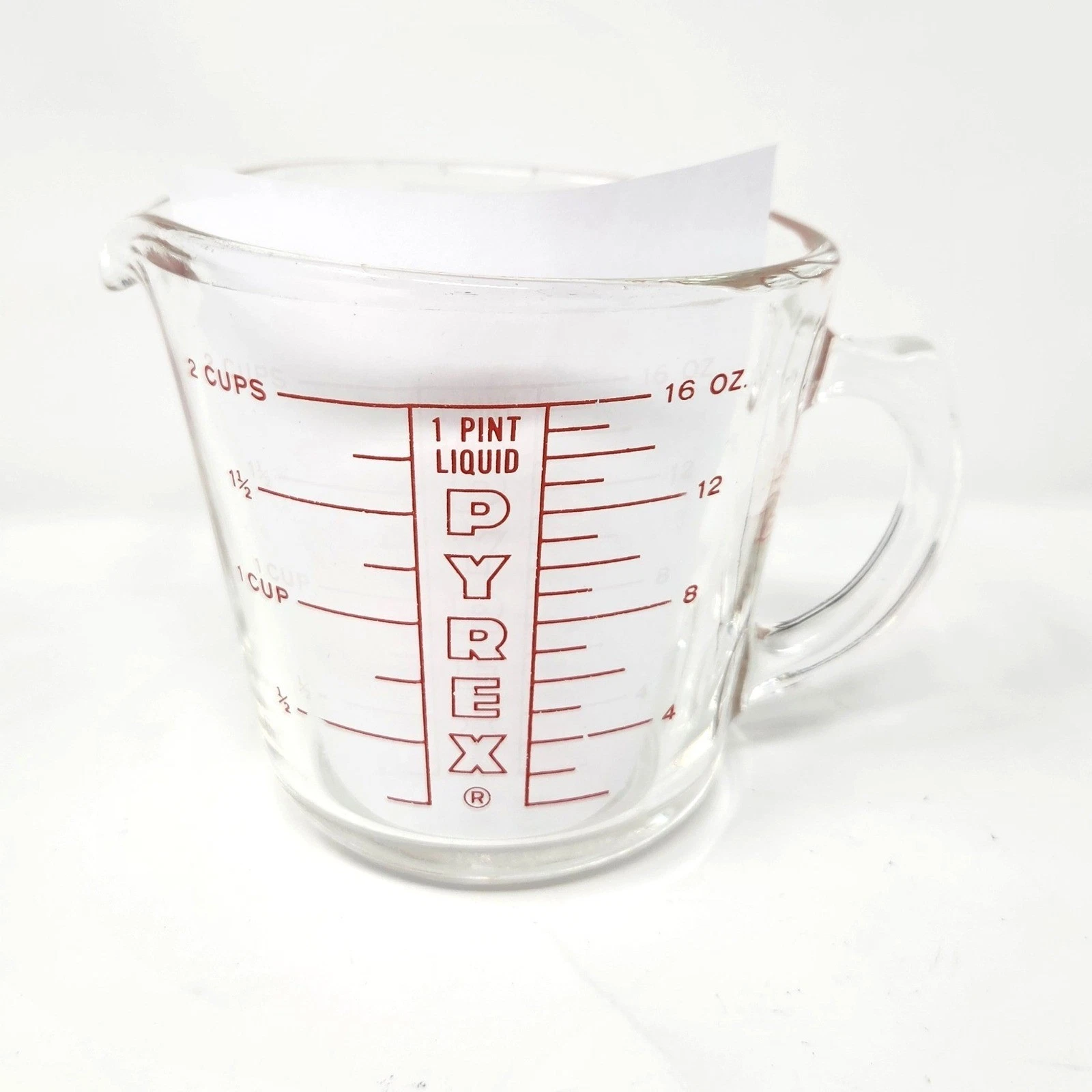 Vintage PYREX 2 Cup Measuring Cup Red Hollow Lettering
