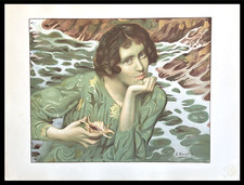 Lucien Hector MONOD: The Voice of the Sources, Original Lithograph Signed 1899