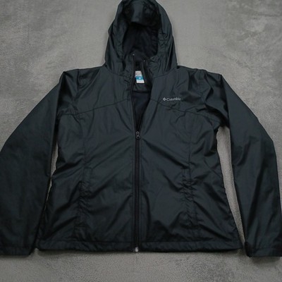 Columbia Jacket Womens Large Black Outdoor Hooded Pockets Casual
