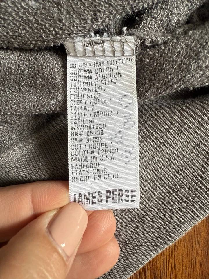Sudadera Pullover James Perse Para Mujer Estándar Gris Rayas Talla 2 Cómoda Foto 3 de 4