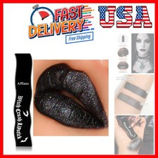 Iridescent Goth Lipstick, High Coverage Holographic Black Glitter Lip Gloss, ...