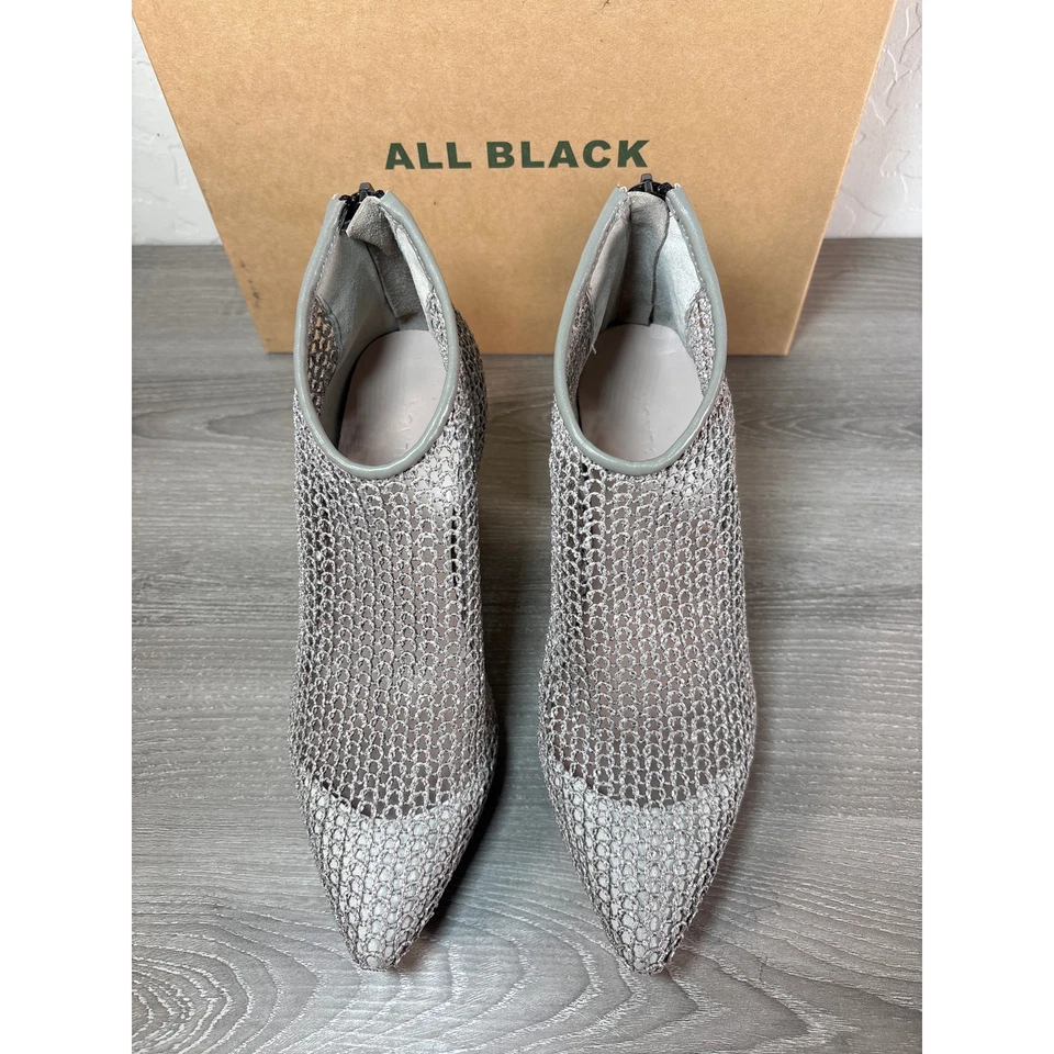Botines todo negro gris tejido tejido bloque tacón plateado para mujer talla 36,5- nuevos en caja Foto 4 de 4