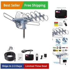 Antenna TV da Esterno,Antenna HDTV Digitale Amplificata e Cavo Coassiale RG6 60 piedi,200...