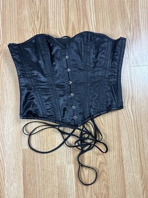 Black Lace Up Satin Corset Strapless Top 2xLWhimsigoth Witchy Fairy sexy C2
