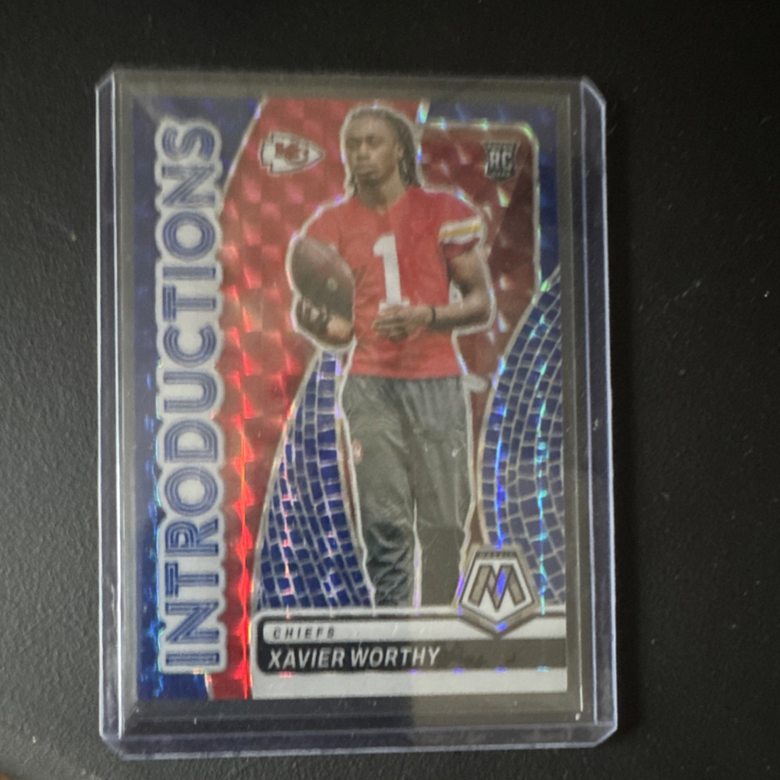 2024 Panini Mosaic Introductions Blue Prizm Xavier Worthy Chiefs RC #10 /99
