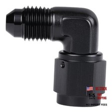 Female to Male Flare 90 Degree Elbow Swivel Fitting 3AN Black - 90 Degree