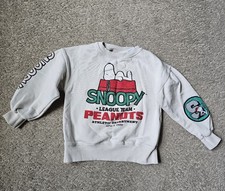Zara Peanuts Snoopy Graphic Pullover Sweatshirt Cream Unisex Size 6/7 Kids