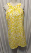 Vince Camuto Dress Size 14 Yellow Sleeveless Halter Keyhole Neck Lined
