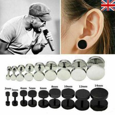 MENS WOMENS EAR STUD EARRING GOTHIC PUNK BLACK COOL BOY STYLE STAINLESS STEEL UK