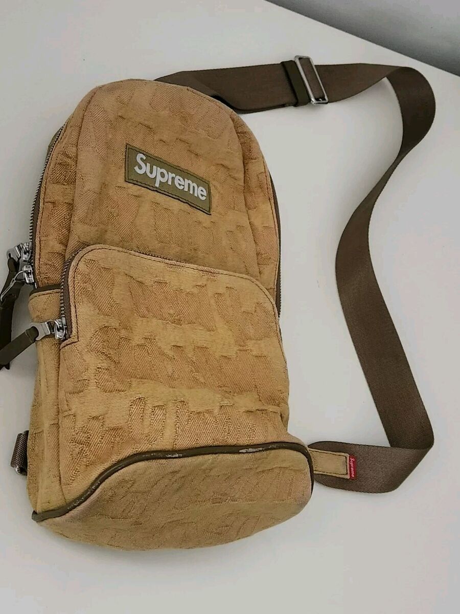 SS22 Supreme Fat Tip Jacquard Denim sling bag Olive Shoulder SS22 Supreme Fat Tip Jacquard Denim sling bag Olive Shoulder