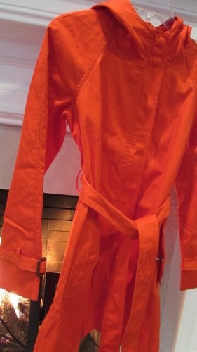 J.Crew Orange Cotton Hooded Zippered Trench with Gold Trim Sz 2 Compare $180 - Picture 5 of 18