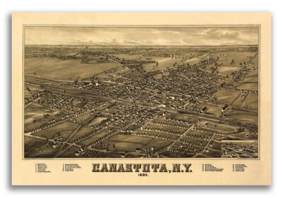 1885 Canastota New York Vintage Old Panoramic NY City Map - 24x36