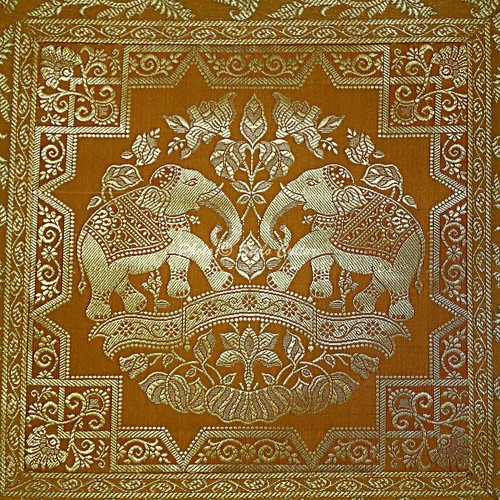 Bohemian Throw Pillow Case 16 x 16 Inch Jacquard Brocade Elephant Cushion Cover - Picture 3 of 3