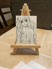 ACEO Original Mixed Media Painting Art Card ATC Pinup girl #638