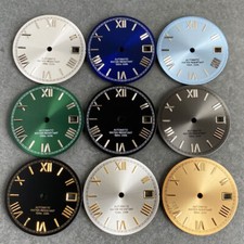 Silver Black Green 29mm Sunburst Watch Dial Gold Roman Numeral fit NH35 NH36