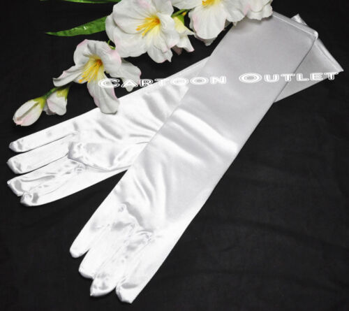 SATIN GLOVES PROM WEDDING BRIDAL PARTY FORMAL WHITE QUINCEANERA ARM SLLEVE - Picture 1 of 5