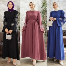 Modest Kaftan Muslim Maxi Dress Abaya Women Islamic Caftan Robe Dubai Moroccan