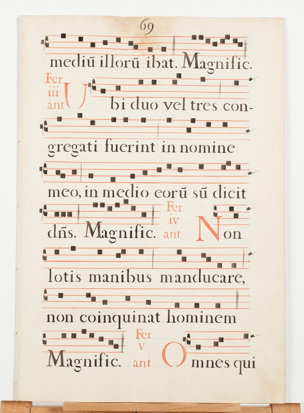 17th Century Antiphonal Music 4 Center Pages 69-72 Vellum Manuscript 18"×12"