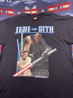 Vintage 90s Star Wars Episode I Jedi Vs Sith Tee Black T-Shirt  