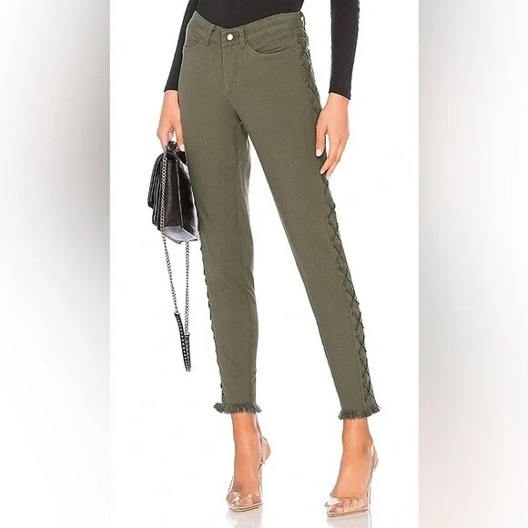 Chaser | Vintage Canvas Lace Up Frayed Utility Pant Safari Green Size Medium