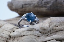 Beautiful Faceted Blue Topaz  Quartz Ring Solid Sterling Silver Sz 6