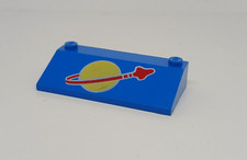 LEGO Espace : Pente 3 x 6 Logo - Réf 3939p91 bleu - Set 497 928 487 918 924