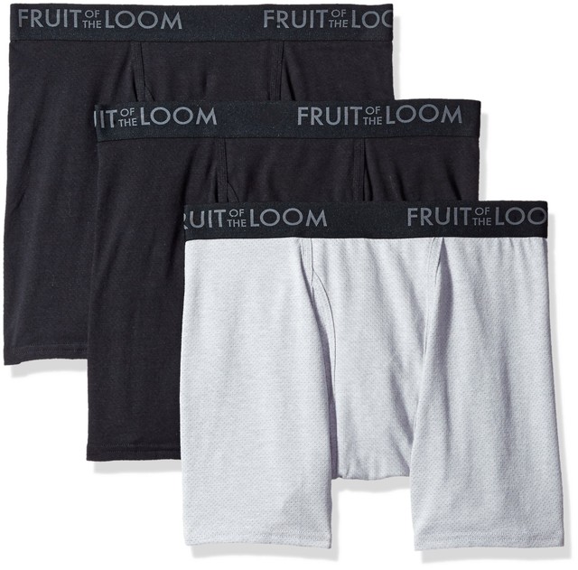 Fruit Of The Loom Men'S Breathable Boxer Brief Multipack, Black/Gray, X