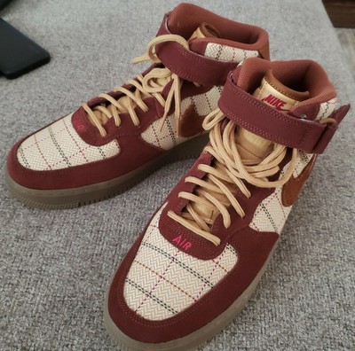 Nike Air Force 1 Mid '07 LV8 Plaid Gum Dark Brown Noble Red CT1206 900 Size 9 | eBay