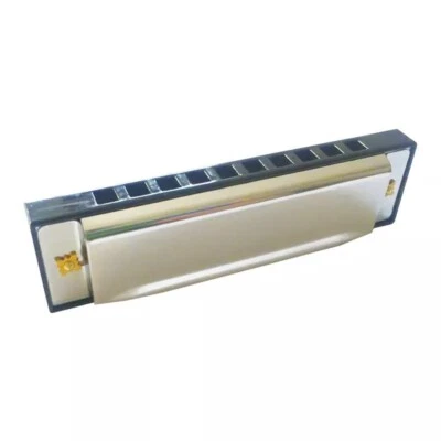 CCM CRAZY CREW MUSIC Silver Harmonica by Crazy Crew Music Key of C MOUTH ORGAN 10 hole Blues Folk UK