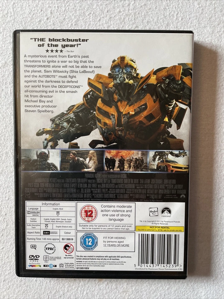 Transformers Dark Of The Moon DVD - Reg 2 - 2011 - Dolby Digital. Ex/con . - Image 3 of 4