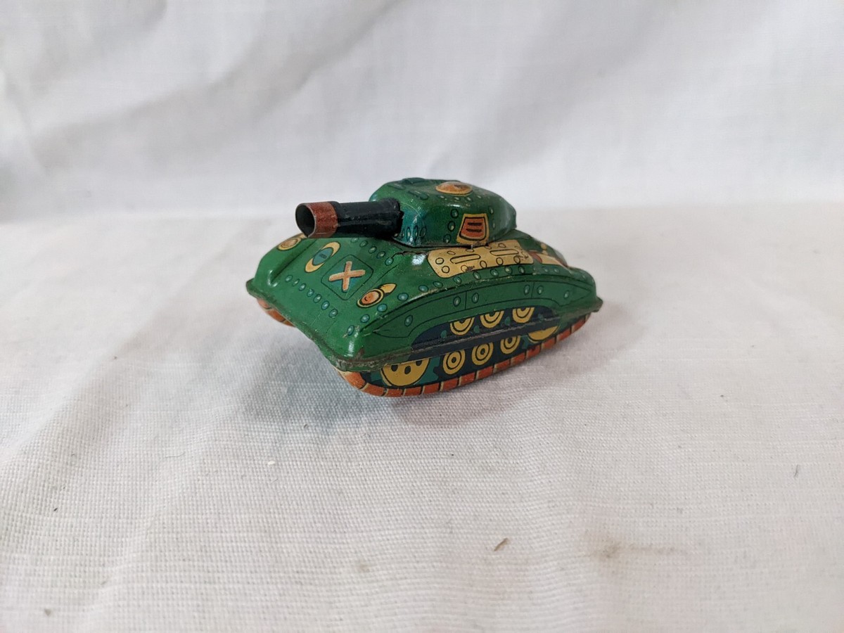 Vintage Suzuki Japan Tin Friction Tank Toy - Litho - Not Working