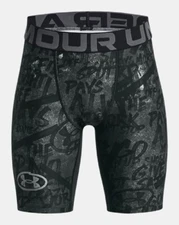 NWT Under Armour HeatGear Youth Boy's Size Large Message Baselayer Black Shorts
