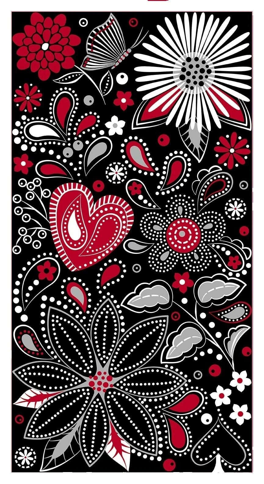 Black Floral Craft Fabric Panels