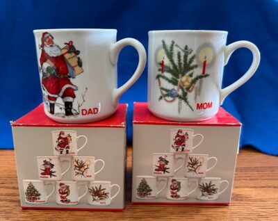 Vintage Porcelain Schmidt Brasil Mom/Dad Christmas Coffee Mug Collectible unused