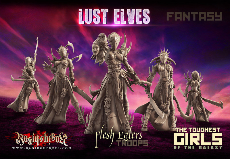 Бешеные герои похоть эльфы пожиратели плоти войска фэнтези женщины-воины 28 мм 6590₽