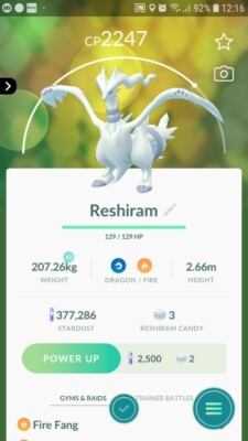 Reshiram Pokemon Trade Go