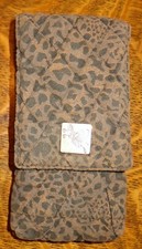 BROWN CHEETAH OR LEOPARD PRINT CLOTH EYEGLASS CASE SUNGLASS BUTTERFLY TRADEMARK