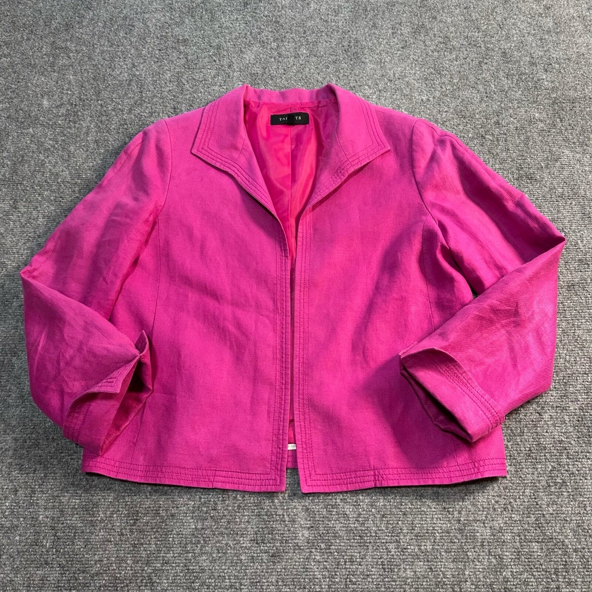 Talbots Jacket Womens Pink Linen Collared Casual Coat