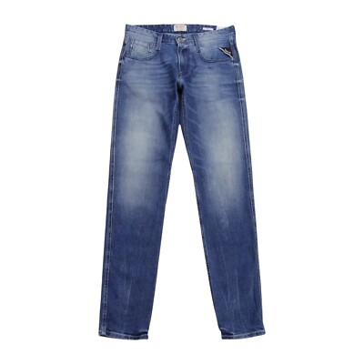 Replay Anbass Jeans Herren Taille 29 Bein 32 blau 12oz Komfort Denim Slim Skinny Brandneu mit Etikett