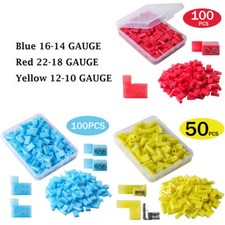 50/120Pcs Fully Insulated Nylon Female Flag Terminals Spade Connectors AWG 22-10